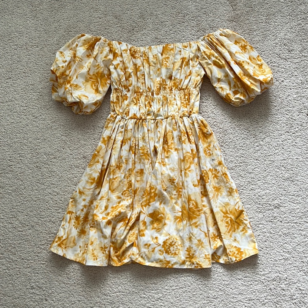 Abercrombie yellow floral off the shoulder dress